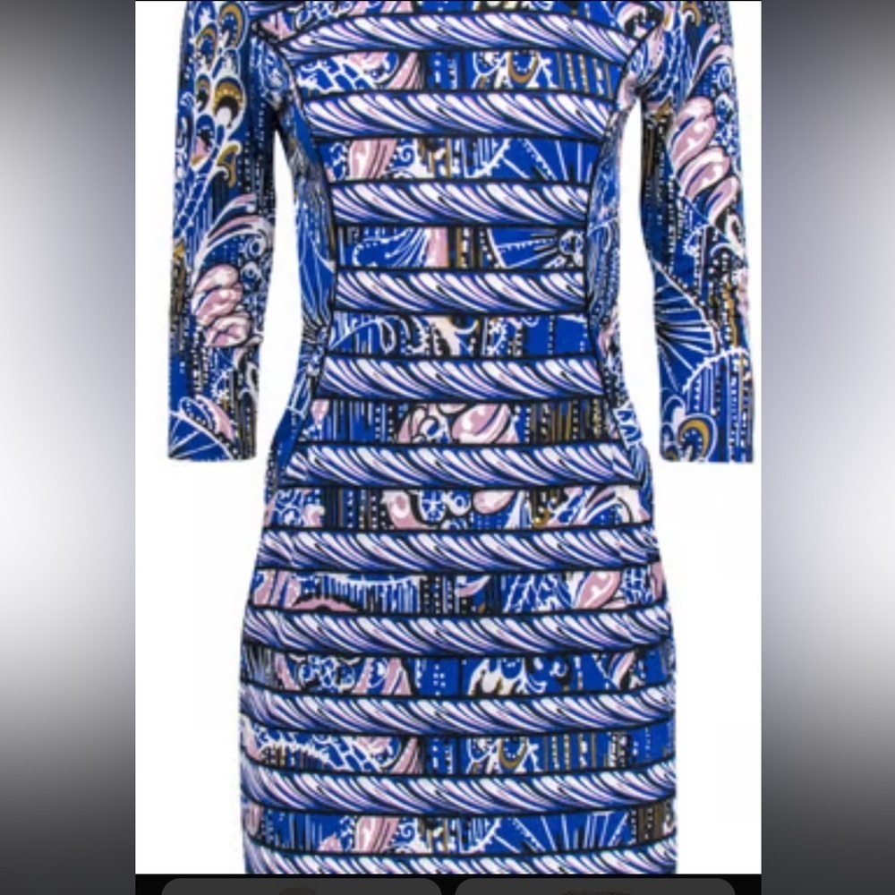 BCBG Maxazaria Tunic Blue Pink Patterned Dress size Small